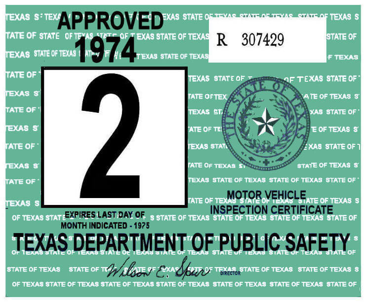 1967 Texas Inspection Sticker 25.00 Bob Hoyts Classic Inspection